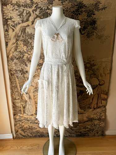 1930s Broderie Anglaise Day Dress