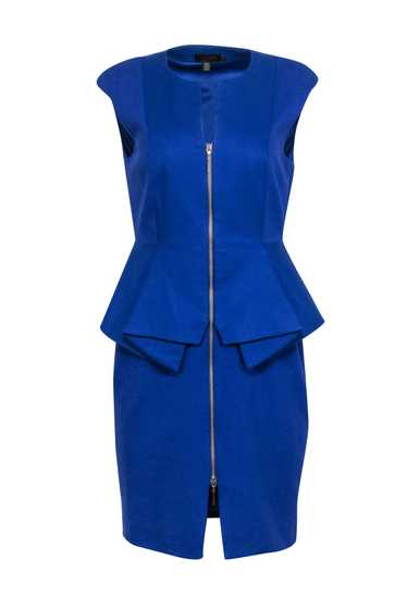 Ted Baker - Cobalt Blue Peplum Zipper Front Dress 