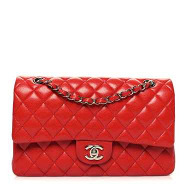 CHANEL Caviar Quilted Medium Double Flap Red