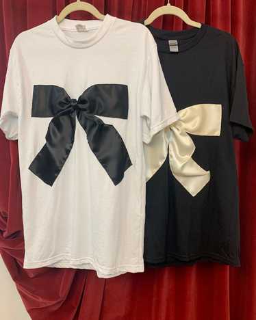 Custom satin bow tees<3