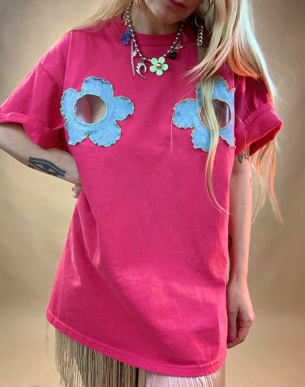 Custom vinyl scrap flower tee - image 4