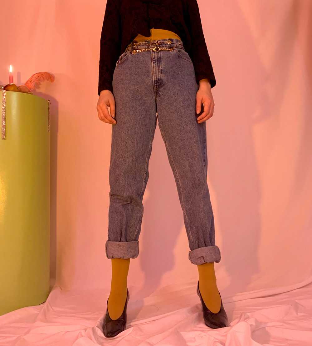 Custom double chain belt mom jeans - image 2