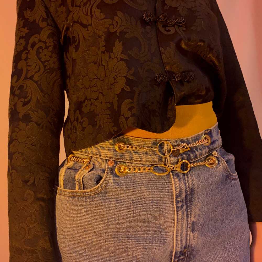 Custom double chain belt mom jeans - image 6