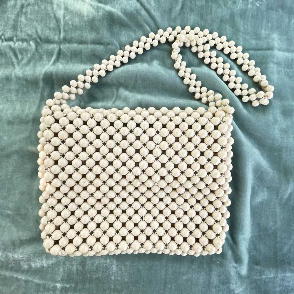 Vintage 60s Mod Cream Beaded Shoulder Bag, Made i… - image 9