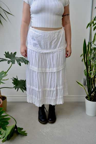 White Cotton Crochet Lace Skirt