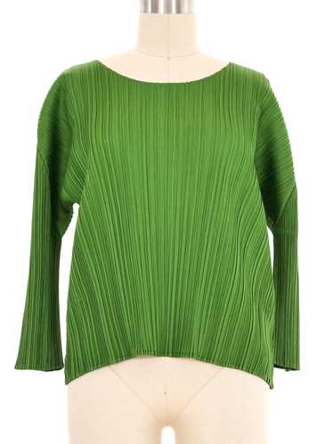 Issey Miyake Pleated Green Top