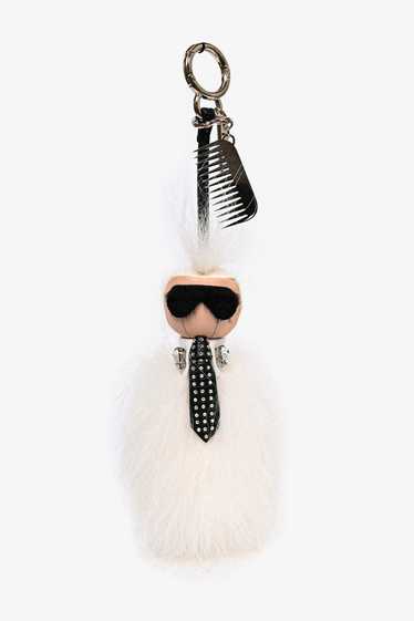 Fendi White Mink Fox Fur Mini Karlito Bag Charm