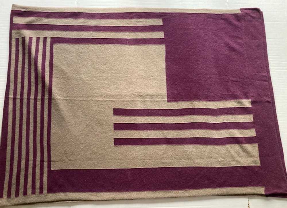 Large Oblong Purple & Beige Cashmere Shawl / Wrap - image 3