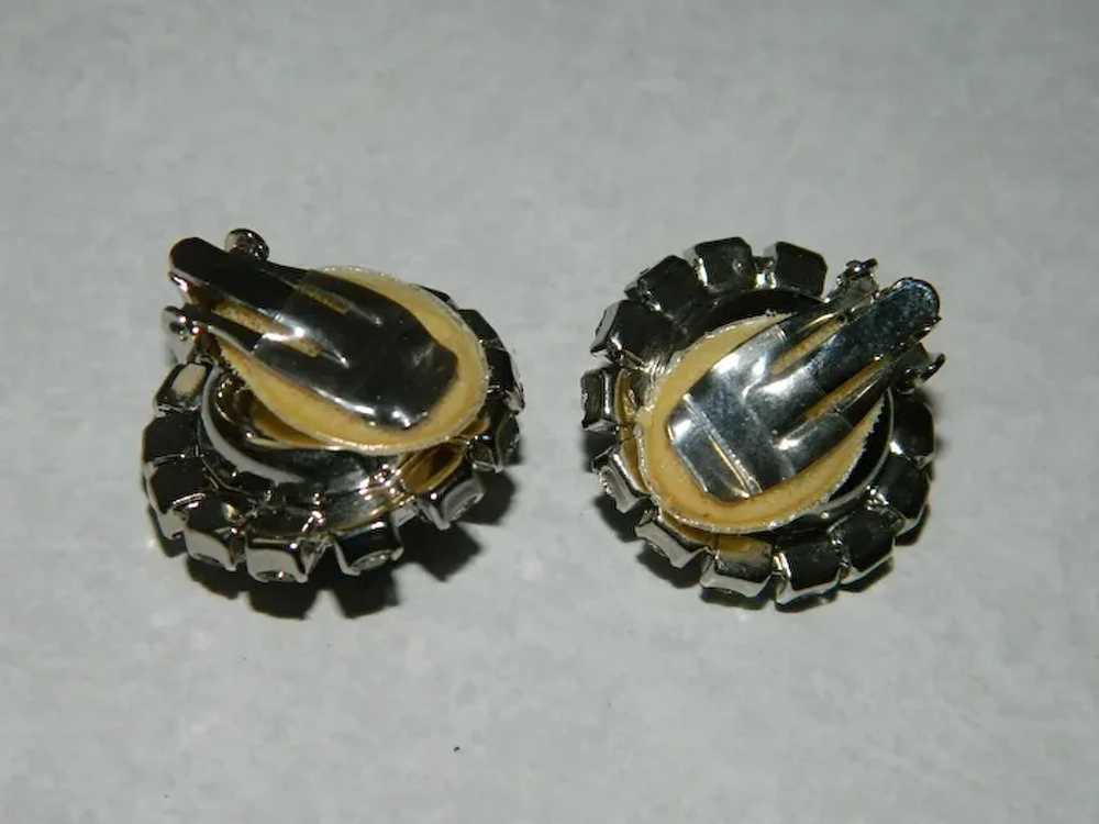 Old Store Stock Black Rivoli Rhinestone Clip Earr… - image 7