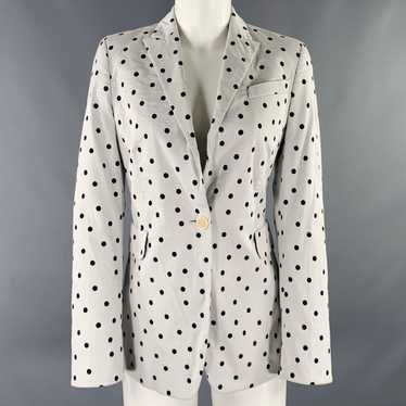 Akris White Black Cotton Blend Polka Dot Blazer