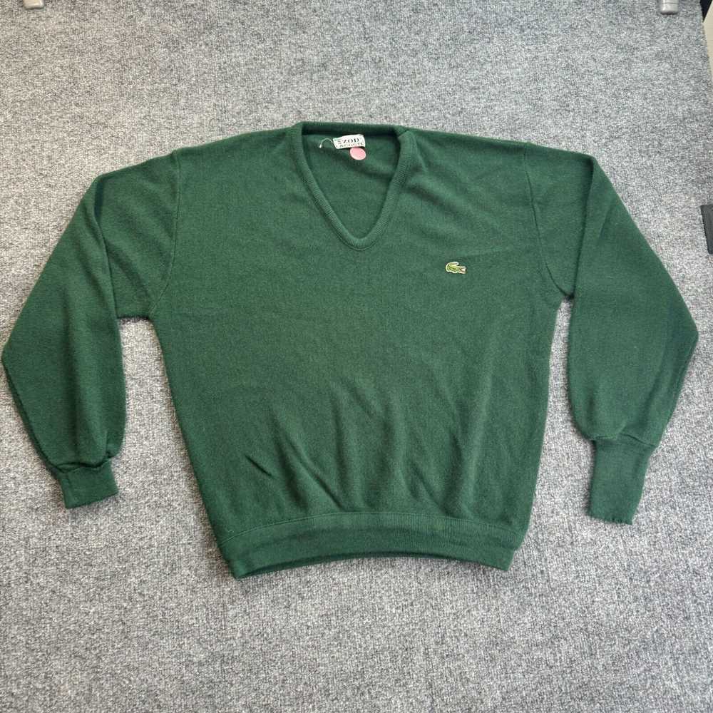 Izod Vintage 80s Izod Lacoste Green Sweater V-Nec… - image 1