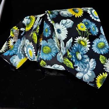 Kenzo KENZO Floral Neckwear Tie Blue Black Yellow… - image 1