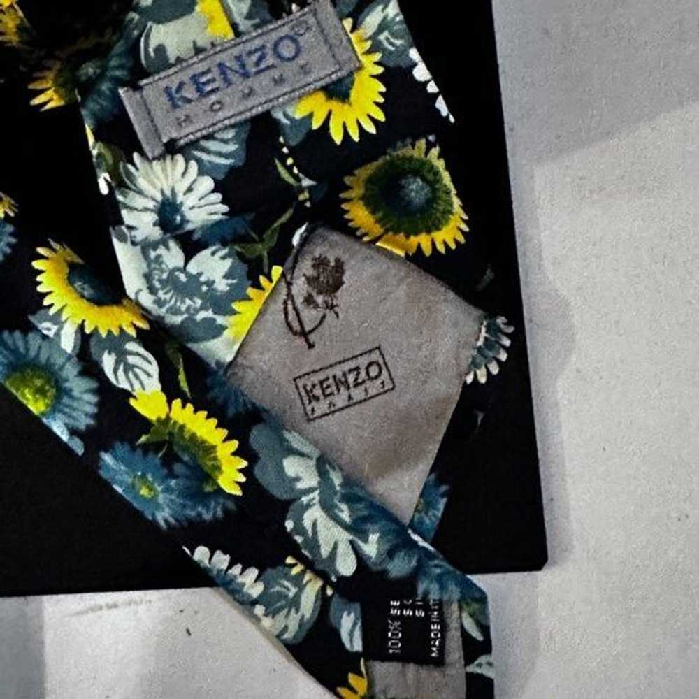 Kenzo KENZO Floral Neckwear Tie Blue Black Yellow… - image 4