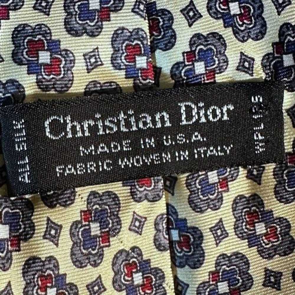 Dior Christian Dior Red Silk Tie Black Yellow Mid… - image 4