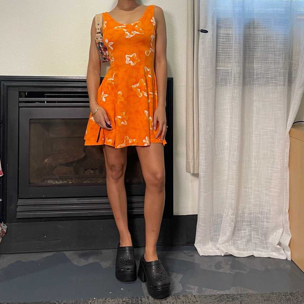 90s orange floral print mini dress (XS) - image 10
