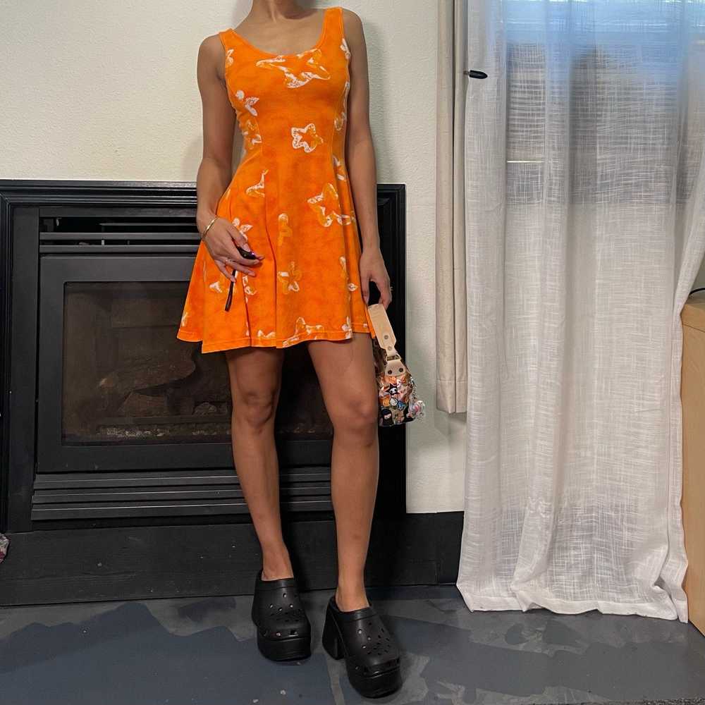 90s orange floral print mini dress (XS) - image 11