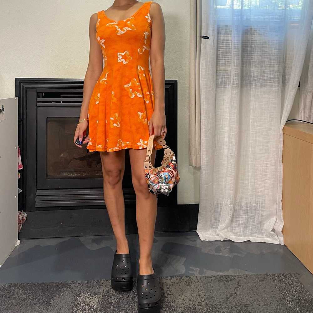 90s orange floral print mini dress (XS) - image 12