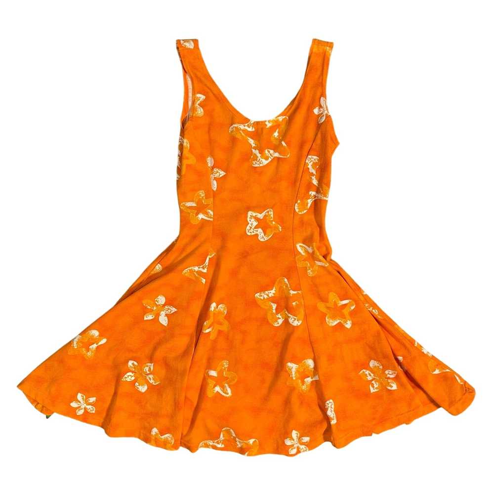 90s orange floral print mini dress (XS) - image 2