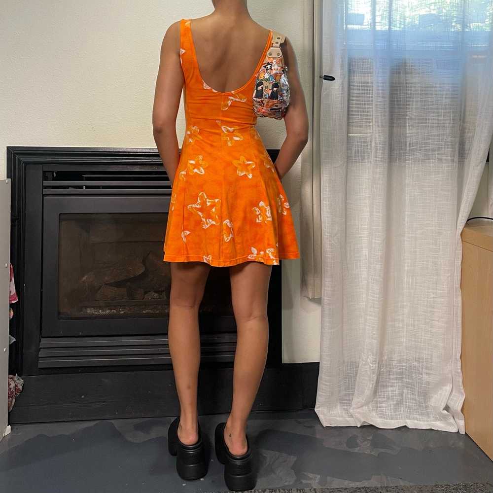 90s orange floral print mini dress (XS) - image 5