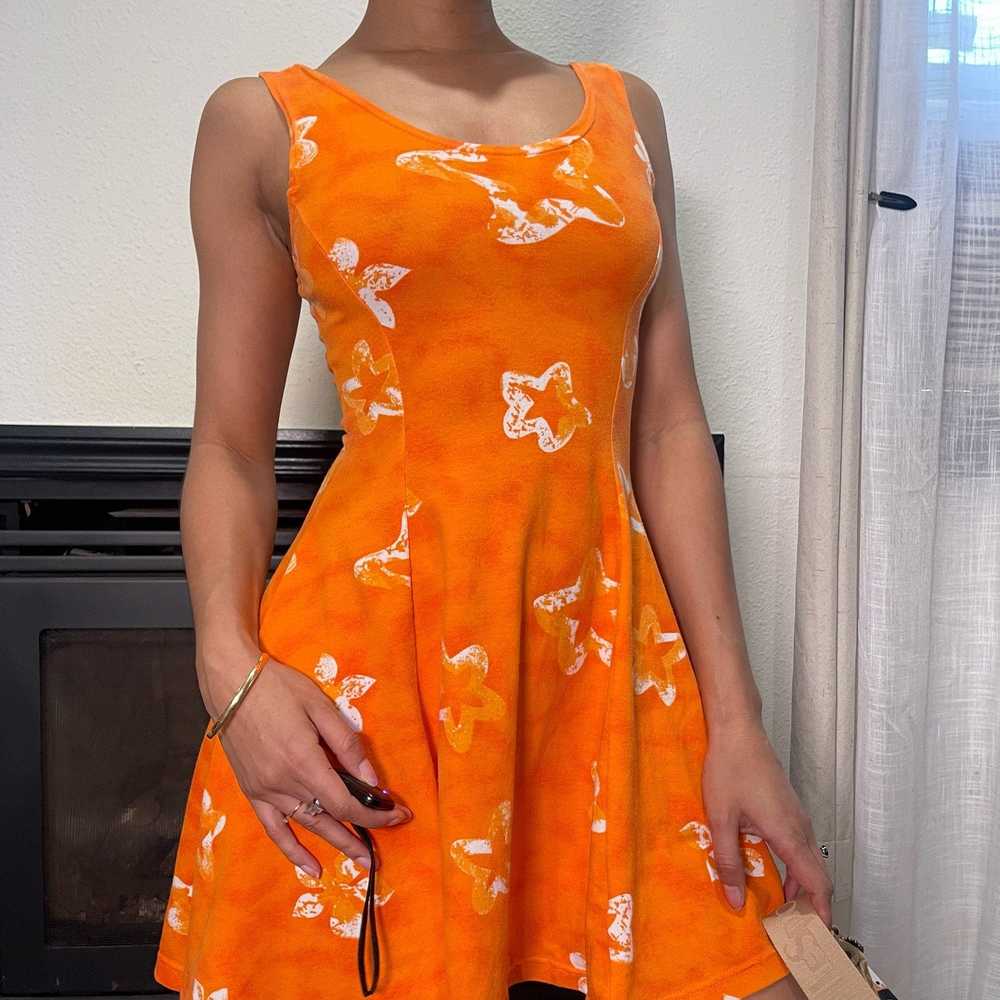 90s orange floral print mini dress (XS) - image 9