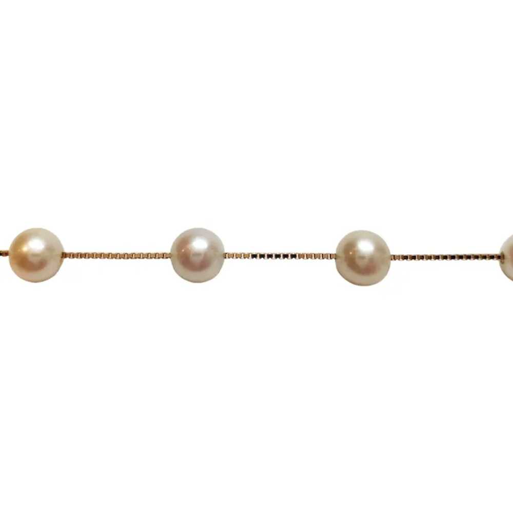 14K Yellow Gold Pearl (5.5 - 6.0 mm) Station Neck… - image 3