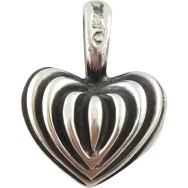 Lagos Caviar Sterling Silver Puffy Ribbed Heart Pe