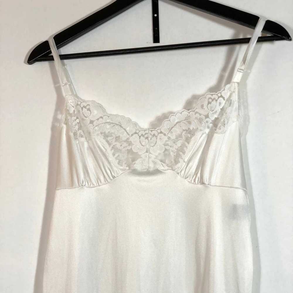Vintage 1990s White Nylon Lace Trimmed Slip Dress… - image 3