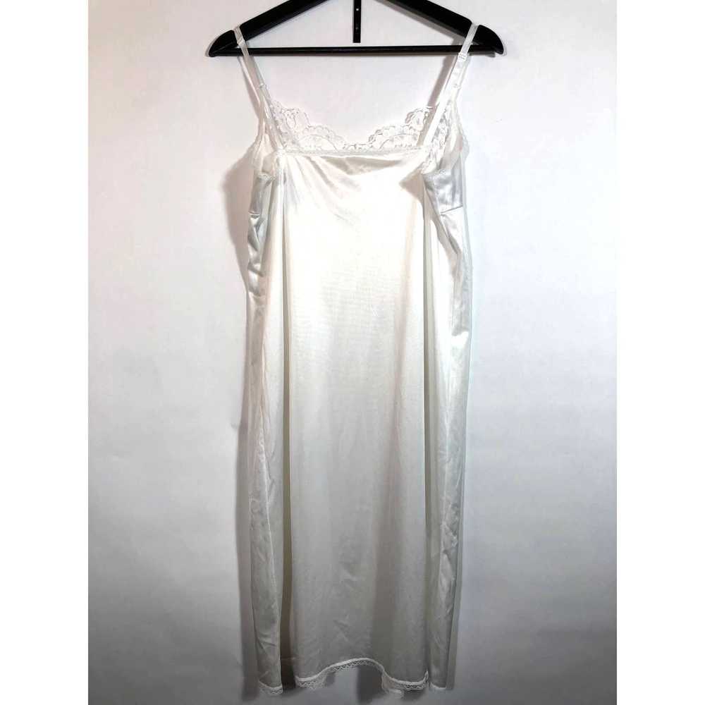 Vintage 1990s White Nylon Lace Trimmed Slip Dress… - image 7