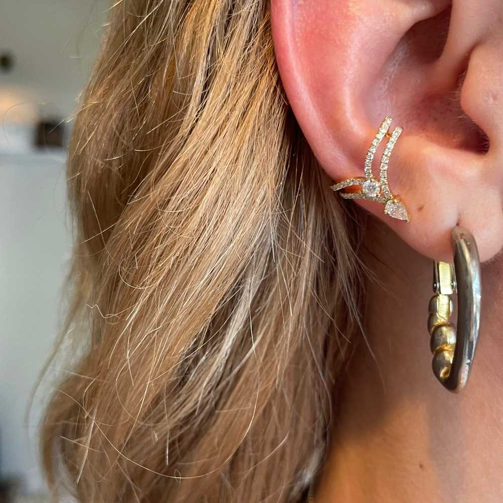 Shay Jewelry 18k Yellow Gold Teardrop Diamond Ear… - image 2