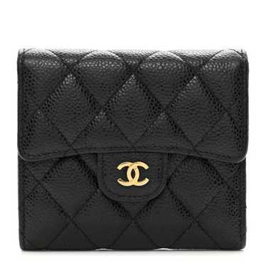 CHANEL Caviar Quilted Compact Flap Wallet Black