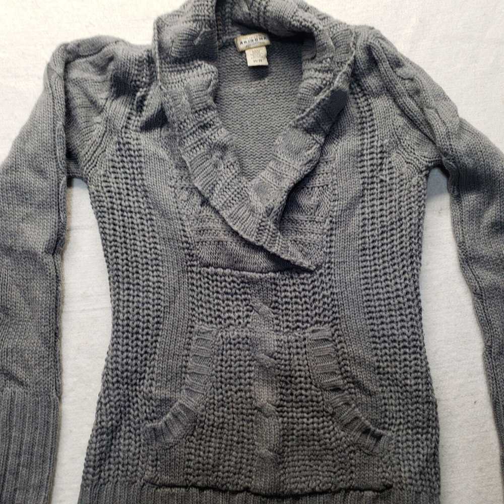 AriZona Arizona Sweater Gray V Neck Stretch Cable… - image 2
