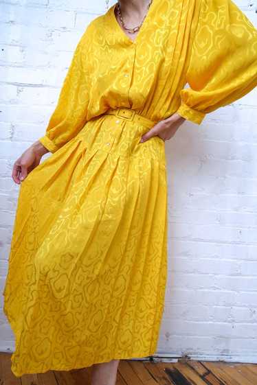 Vintage 80s Long Sleeve Pleated Dress - Soleil