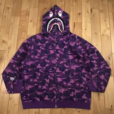 Bape × Nigo Fire Camo Shark Full Zip Hoodie a bat… - image 1