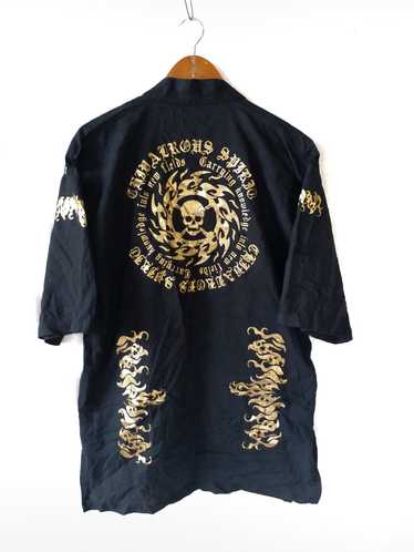 Japanese Brand Skull Kimono Japan Traditional Blac