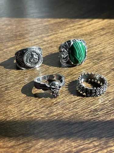 Custom × Jewelry × Vintage Punk Emerald Ring Combo