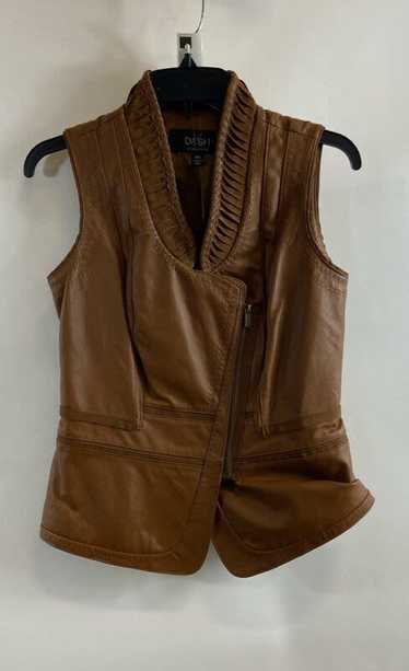 K Dash By Kardashian Womens Brown Leather V-Neck Z