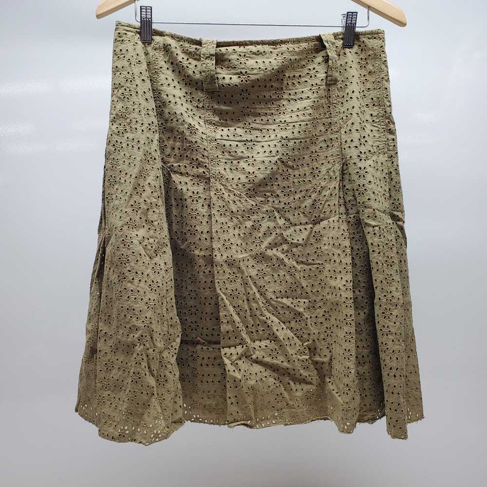 Burberry Cotton Olive Green Eyelet Skirt Size 10 - image 1