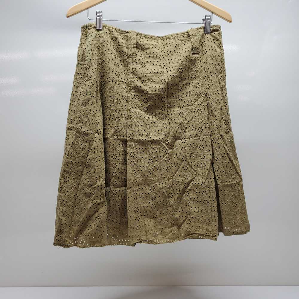 Burberry Cotton Olive Green Eyelet Skirt Size 10 - image 2
