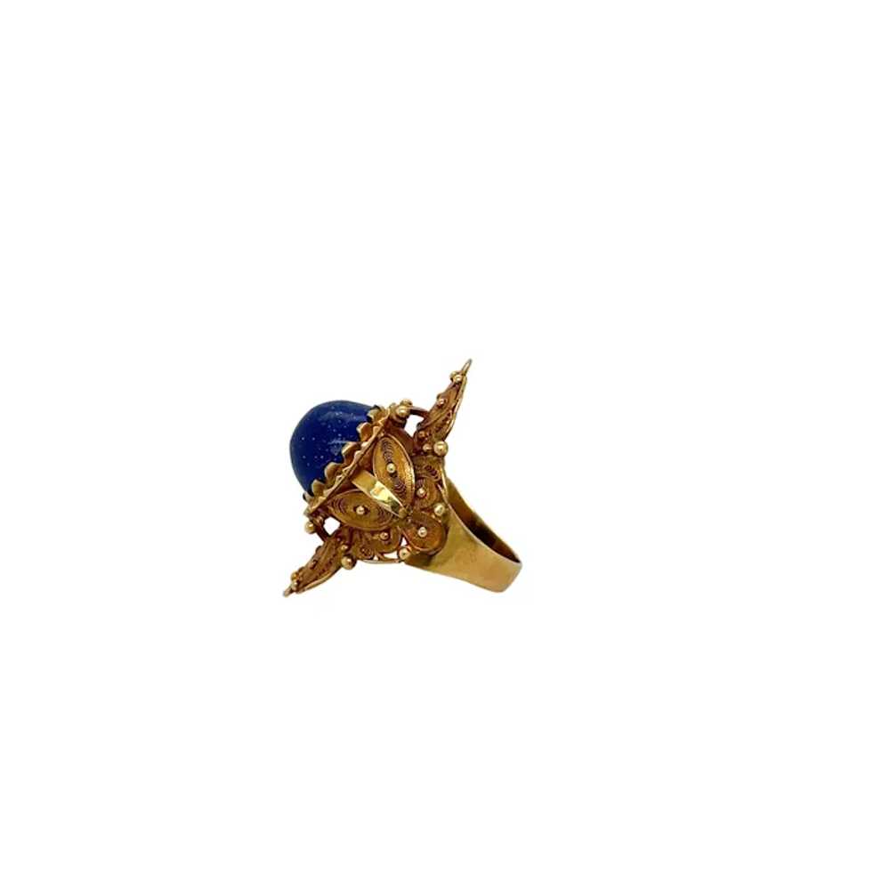 Victorian 18K Yellow Gold Lapis Ring - image 2