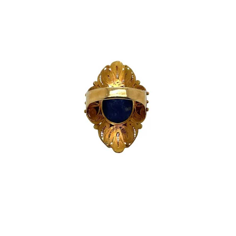 Victorian 18K Yellow Gold Lapis Ring - image 3