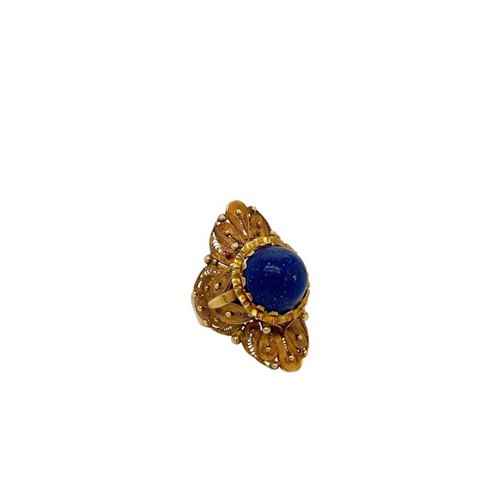 Victorian 18K Yellow Gold Lapis Ring - image 4