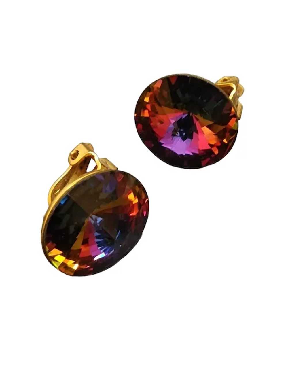 Stunning Weiss Pink Rivoli Glass Studded Earrings… - image 3