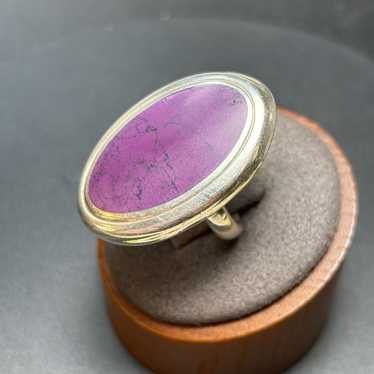 Vintage VTG Sterling Silver 925 Dyed Purple Turqu… - image 1