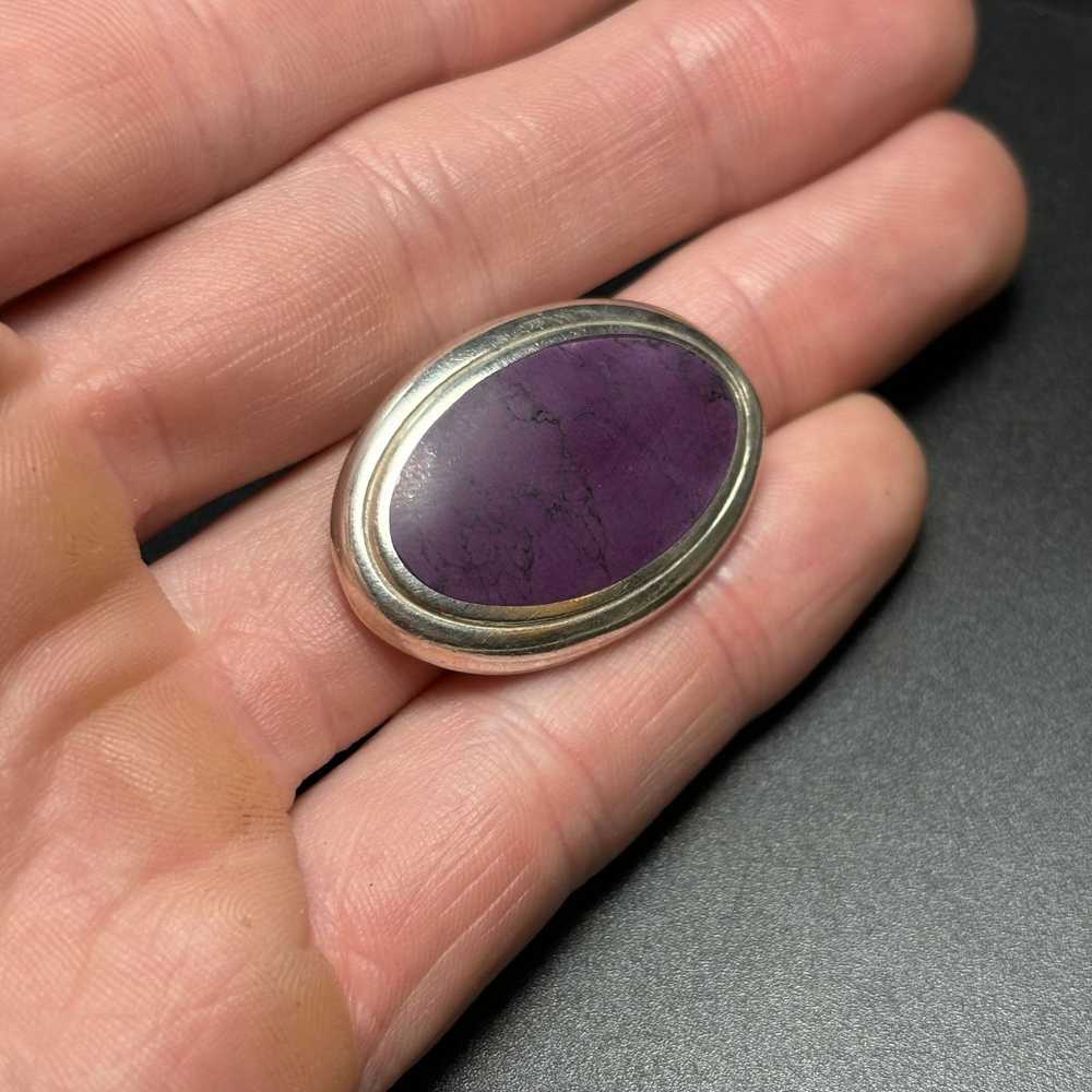 Vintage VTG Sterling Silver 925 Dyed Purple Turqu… - image 4