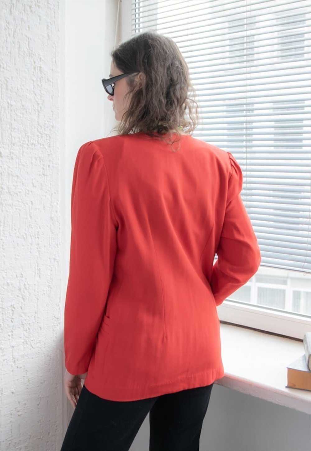 Vintage 80's Bright Red Double Breasted Blazer - image 2