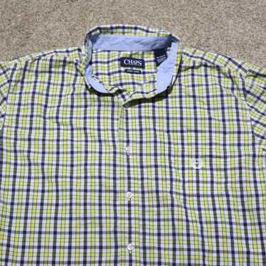 Chaps Chaps Yellow Plaid Collared Long Sleeve But… - image 1