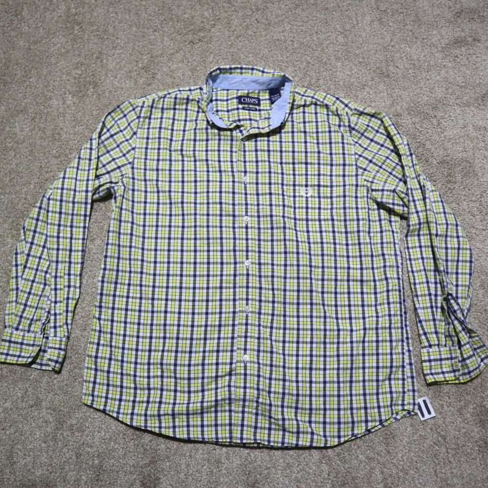 Chaps Chaps Yellow Plaid Collared Long Sleeve But… - image 2