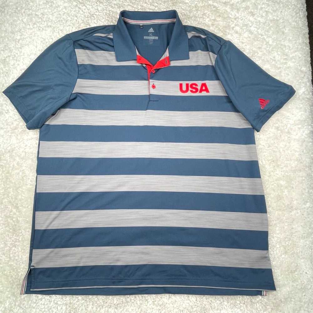 Adidas Adidas Polo Shirt Men XL Blue Stripes Perf… - image 1