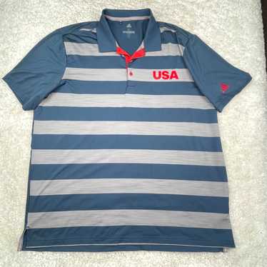Adidas Adidas Polo Shirt Men XL Blue Stripes Perf… - image 1
