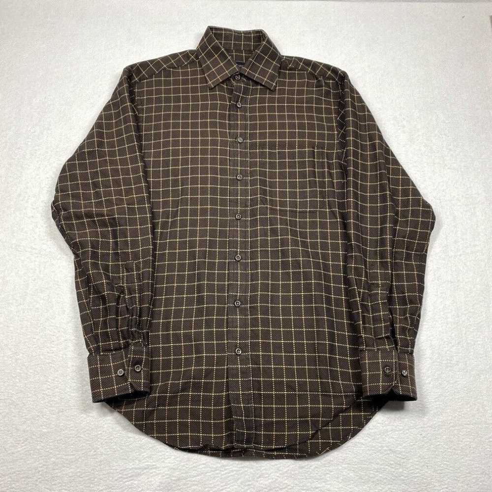 Vintage Scott Barber Shirt Mens Small Brown Plaid… - image 1